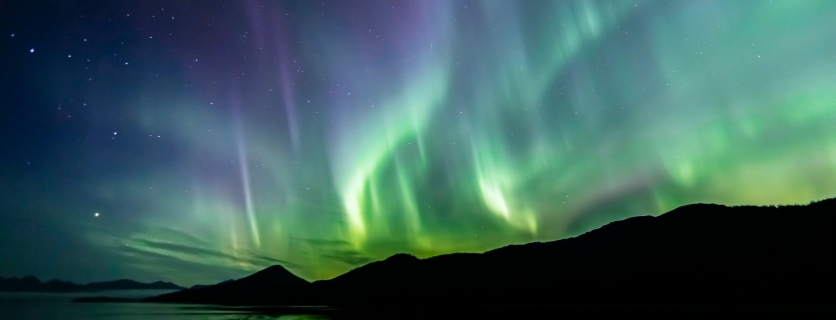 Aurora Borealis (northern lights) in southeast Alaska seen in late summer