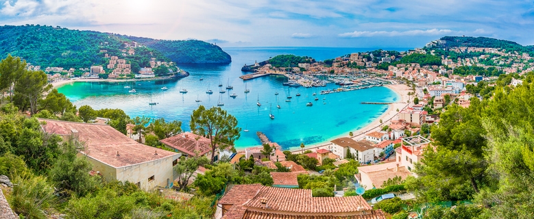 Panoramic view of Porte de Soller, Palma Mallorca, Spain