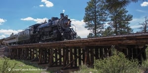 Steam train over Bridge