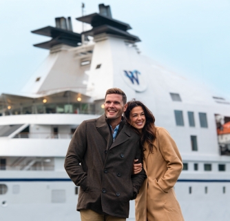Couple in Iceland with Windstar ship