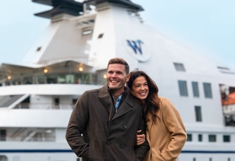 Couple in Iceland with Windstar ship