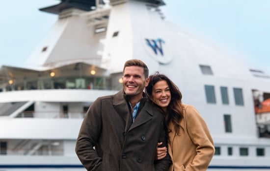 Couple in Iceland with Windstar ship