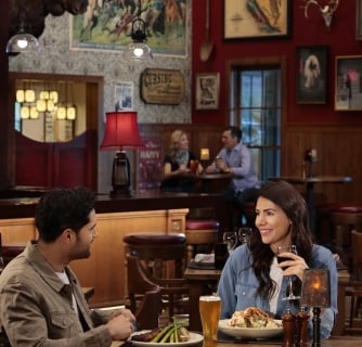 Couple eating at The Last Kind Words Saloon